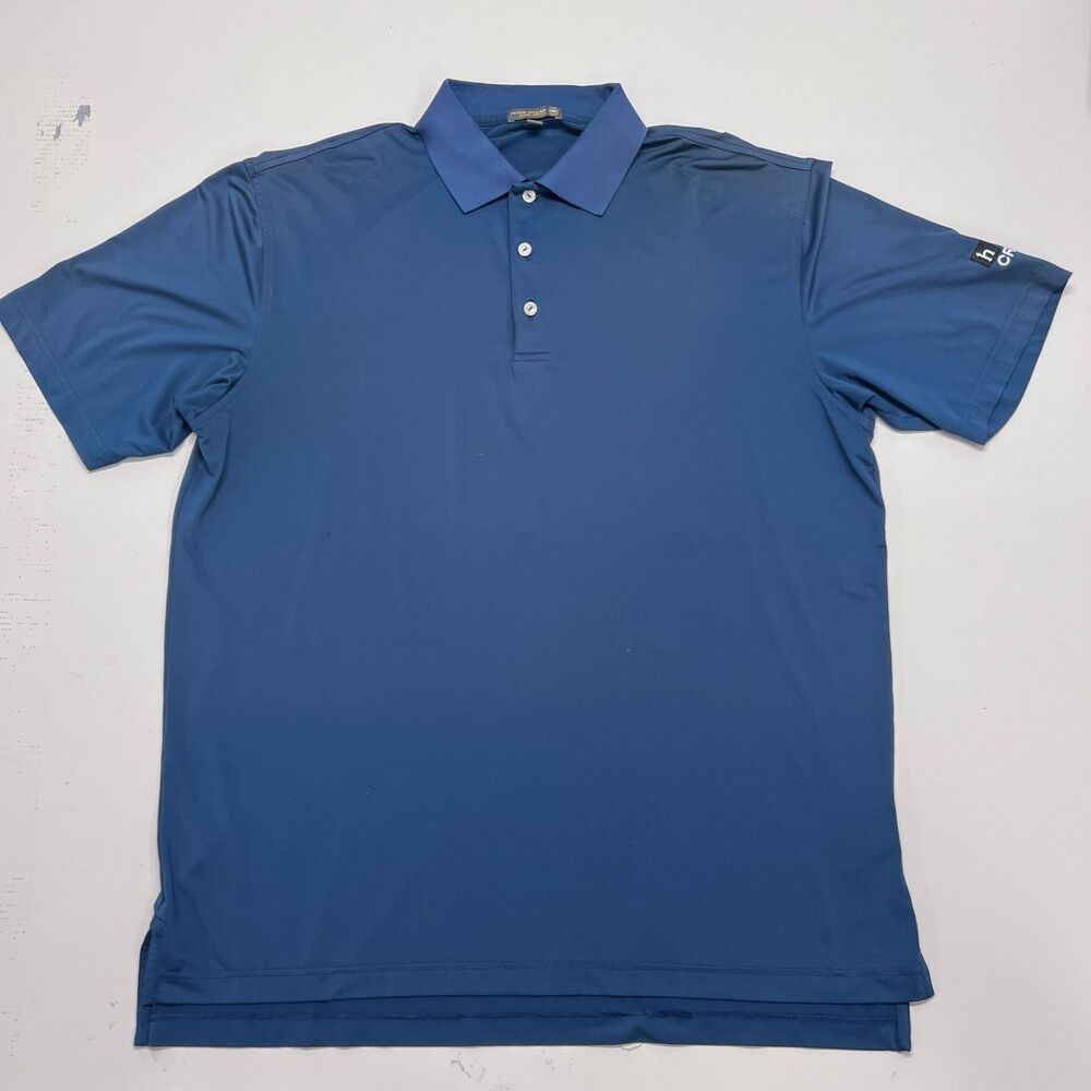 Peter Millar Summer Comfort Polo Shirt Mens L Blue Performance Golf
